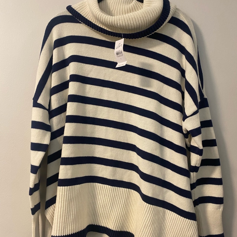 Women's Striped Sweater - Navy and Cream